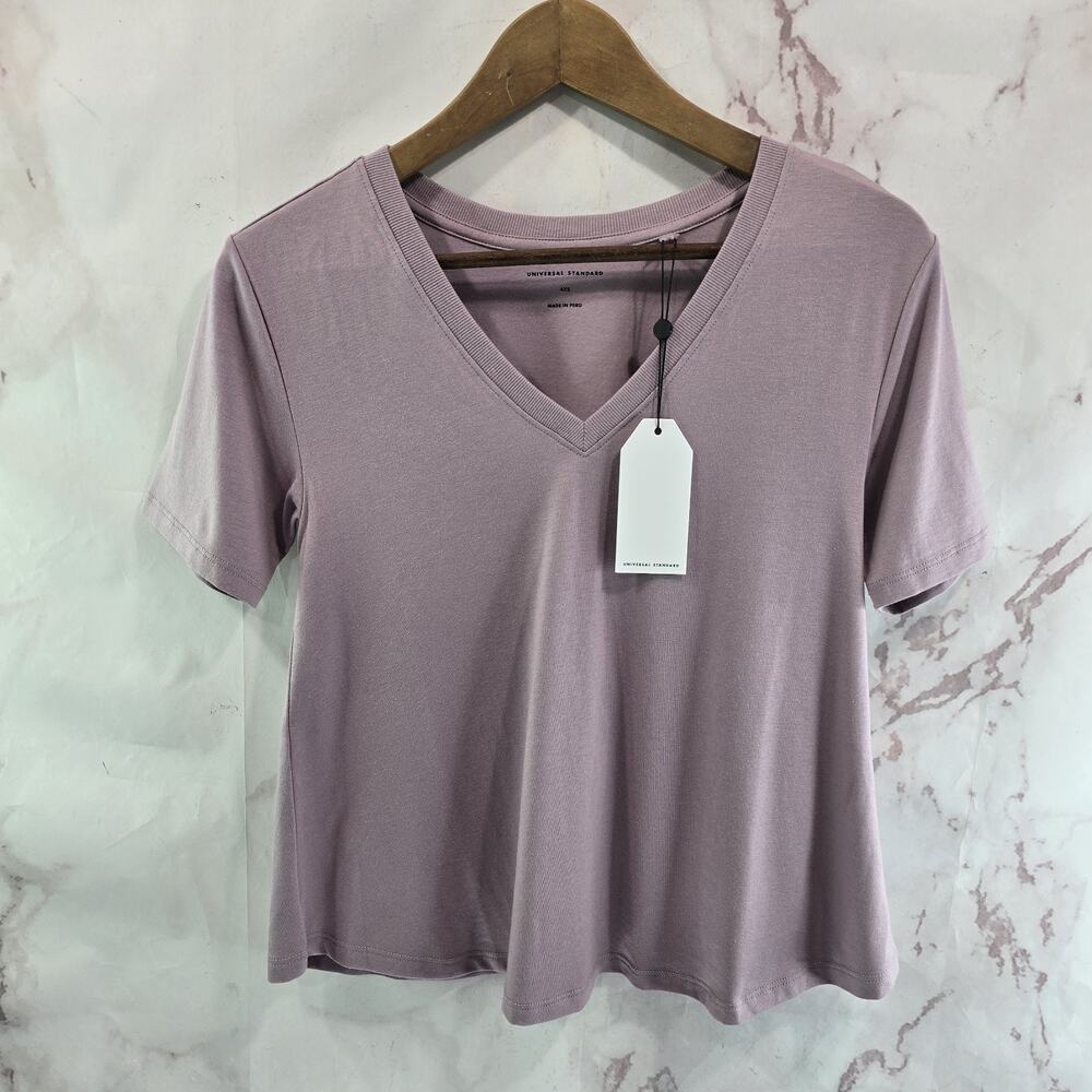 Universal Standard Shirt Womens XS 4XS Purple Penia Elderberry Crew Pima Modal